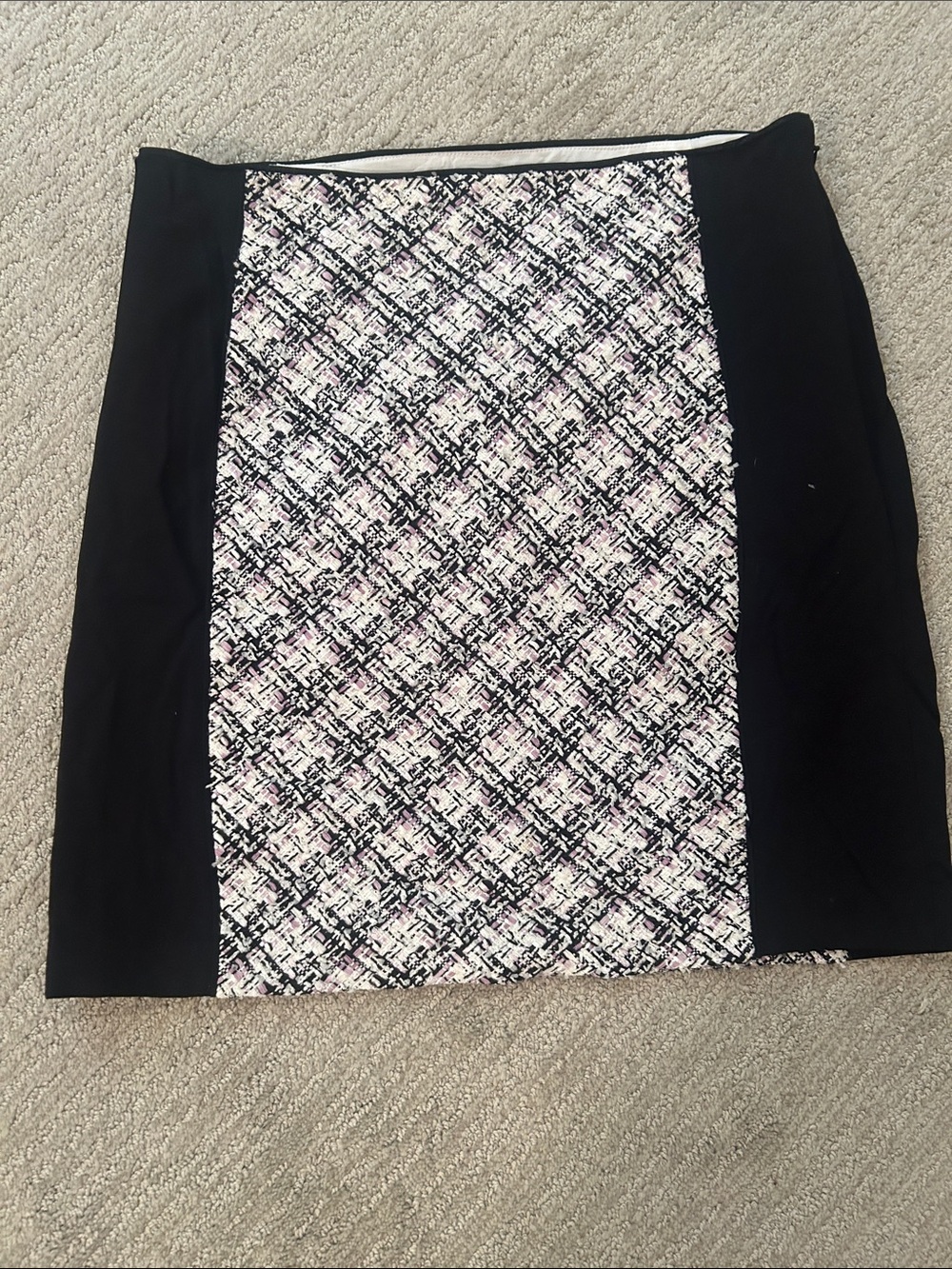 White House Black Market Black Panel Tweed-Print Pencil Skirt